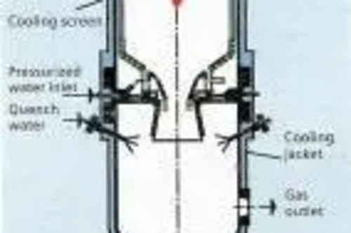 Cross-section of the Siemens fuel gasifier (SFG), a central element of Siemens’ gasification technology. The gasification process takes place here at pressures of up to 40 bar.