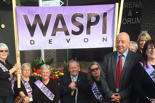 A library picture of Steve Darling with Waspi activists from 2016 