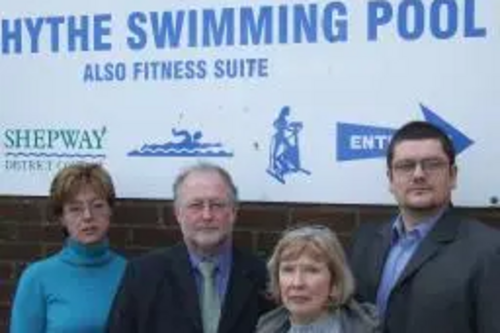 Lynne Beaumont, Neil Matthews, Denise Maskell and Tim Prater at Hythe Swimming Pool