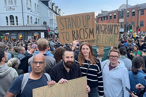 Liberal Democrats attend the anti-racism protest in Walthamstow