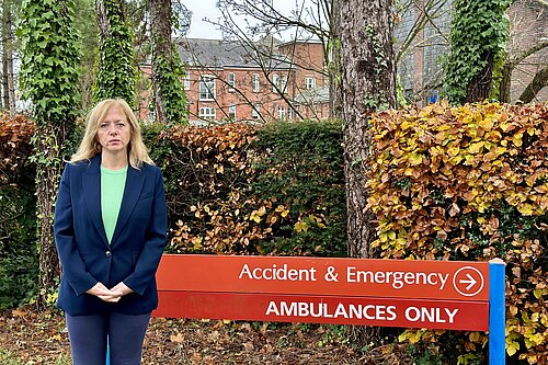 Liz Jarvis outside of A&E