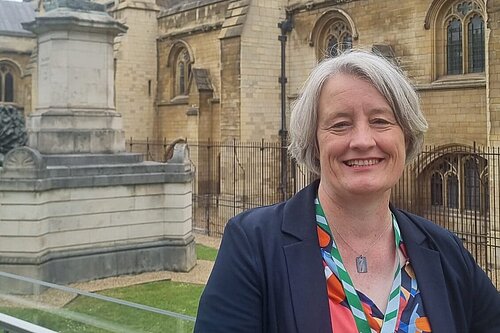 Claire Young outside Parliament