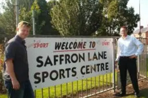 Freemen Councillor Dale Keeling with Focus Editor Robin Webber-Jones at Saffron Lane Sports Centre