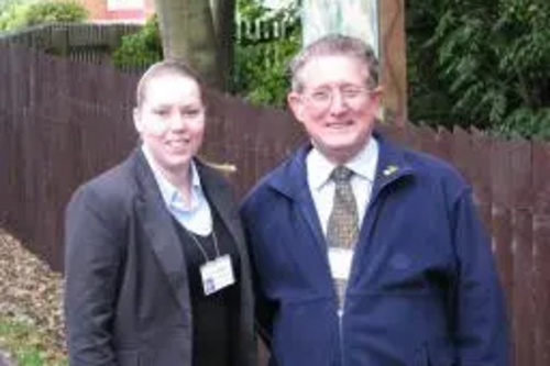 Lemington councillors Joanne Park and Lawrence Hunter at the site where the new bus stop will be installed on Neptune Road