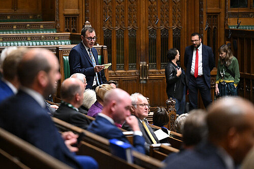 Tom Gordon MP speaking in the House of Commons chamber