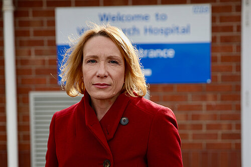 Helen Morgan outside a local hospital