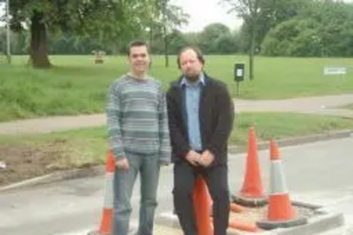 Mark Farmer and Dean Ramsdale outside the Eyres Monsell Community Centre on Hillsborough Road